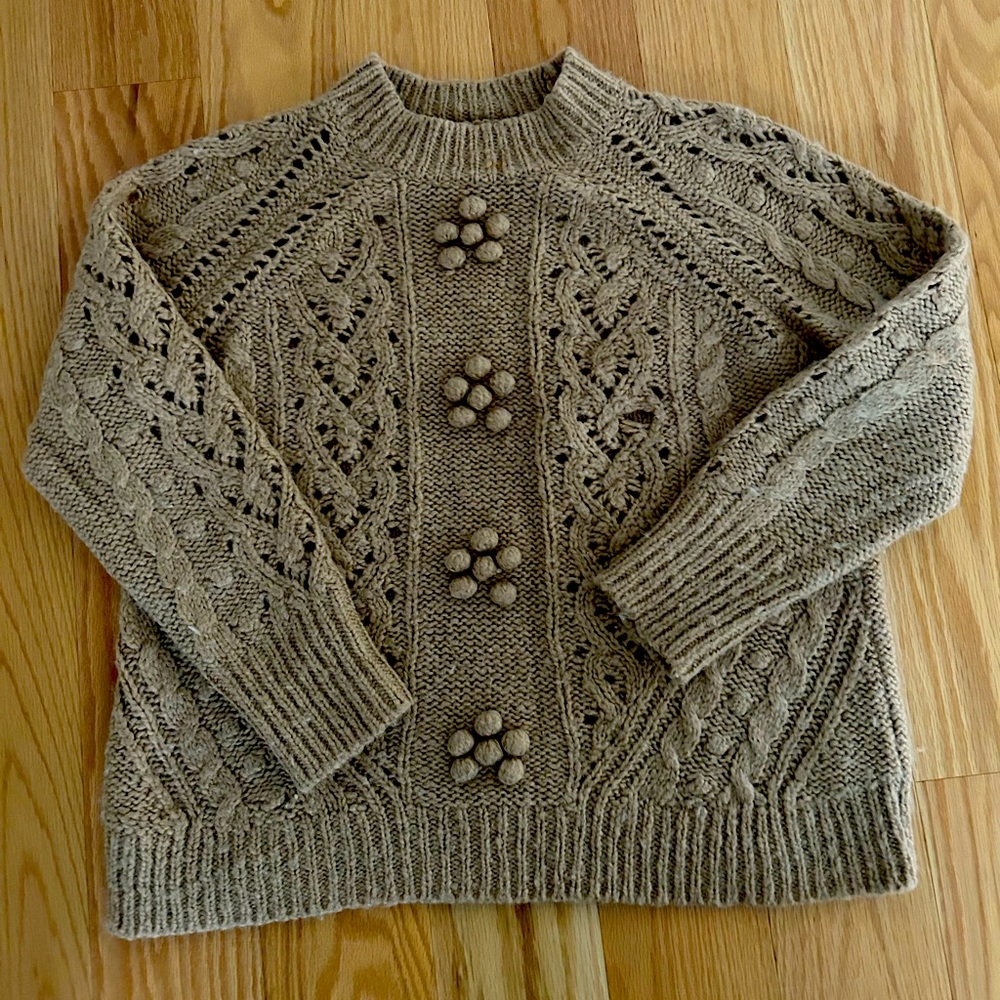 J Crew Cable-Knit Pointelle Sweater